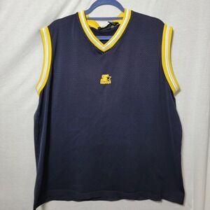Y2k Vtg Basketball Starter Tank Top Jersey Athletic Blue Yellow Read